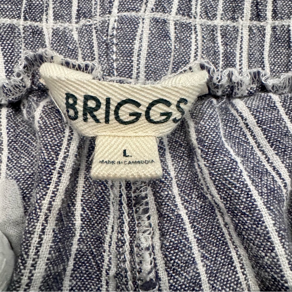 Briggs Linen Wide Leg Pants Blue White Striped Size Large Lightweight Flowy - Picture 5 of 6